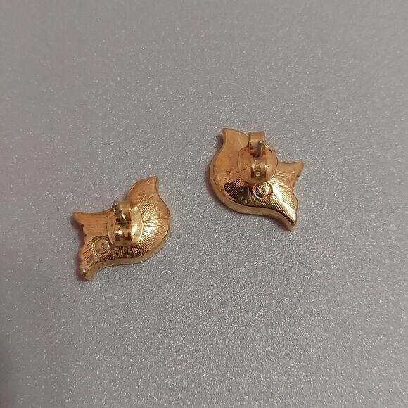 AVON Vintage Yellow Glittery Enameled Gold Tone Bird Post Pierce Stud Earrings - Picture 2 of 4